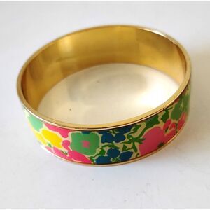 Beautiful Floral/Gold Bangle Bracelet Small